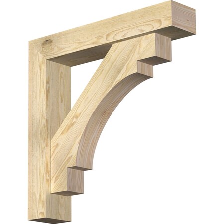 Merced Block Rough Sawn Bracket W/ Offset Brace, Douglas Fir, 6W X 30D X 30H